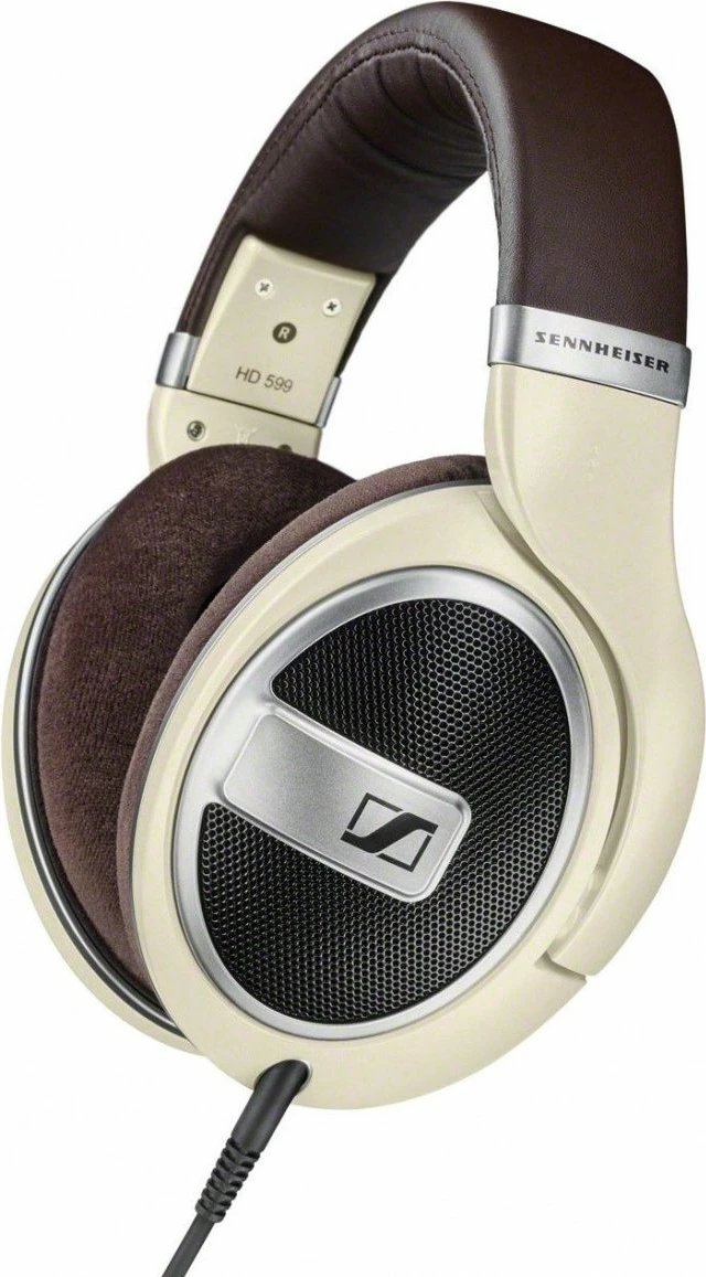 Kufje Sennheiser HD 599, over-ear open-back, 50 Ohm, kabllo e shkëputshme 3 m, 3.5 mm + 6.3 mm, beige