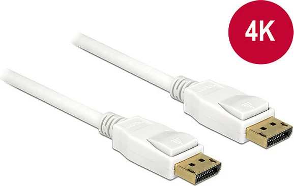 Kabllo DisplayPort DeLOCK 3m, DP-DP (Male-Male), 4K, e bardhë