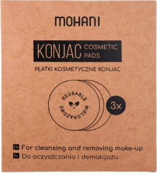 Pad kozmetik i ripërdorshëm për femra Mohani Konjac, 3 copë