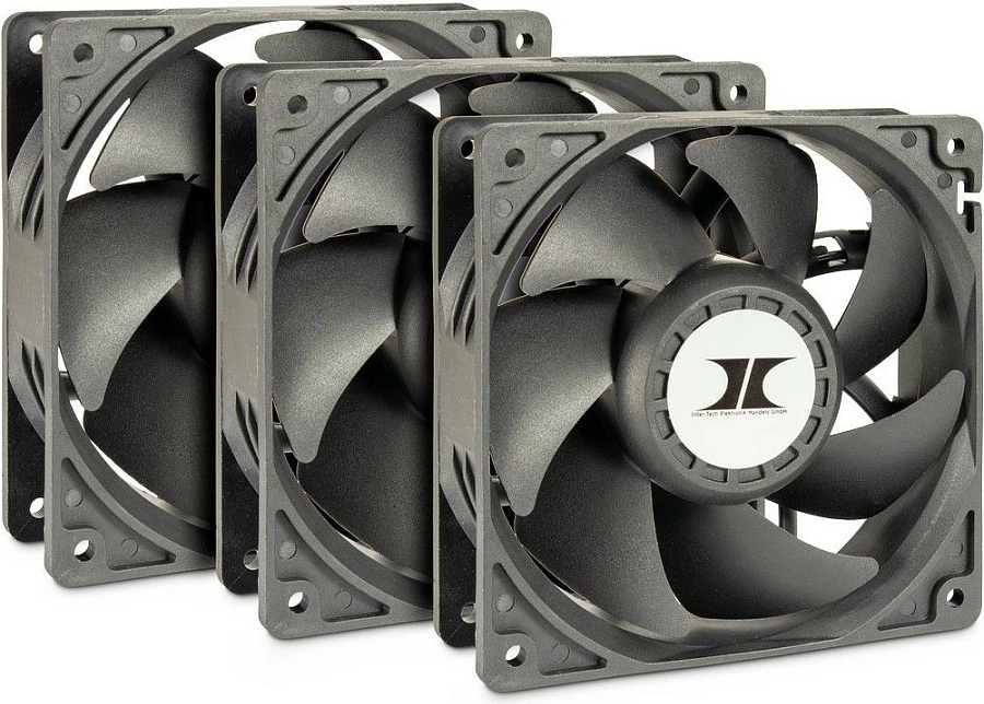Ventilator kasë Inter-Tech IPC Fan Set, 3x 120mm, 120x120x38mm, i zi