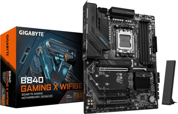 Pllakë amë GIGABYTE B840 GAMING X WIFI6E AM5 ATX, DDR5, Wi‑Fi 6E, 2.5GbE