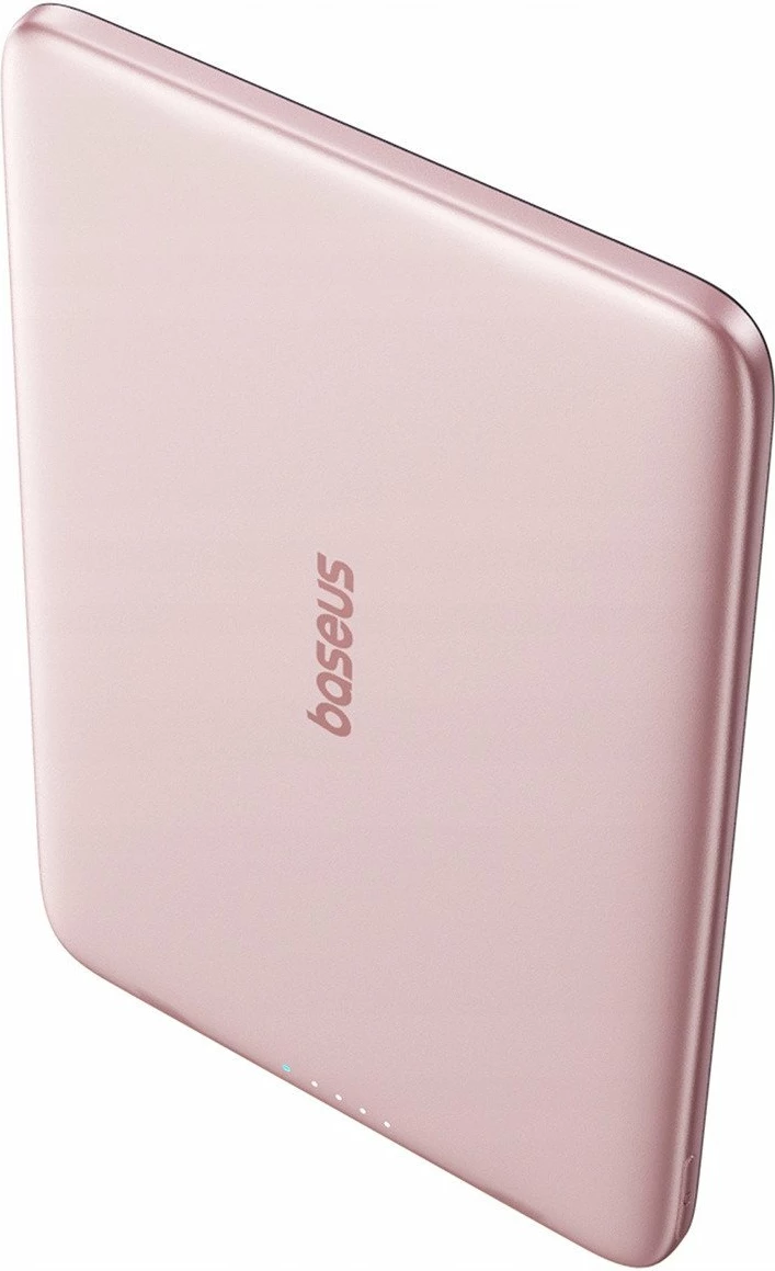 Powerbank Baseus PicoGo AM41 5000mAh 20W Ultra-Slim me MagSafe, kabllo USB-C 60W 30cm, rozë