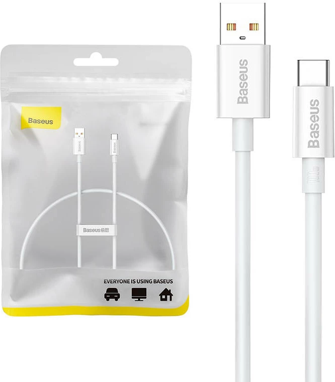 Kabllo USB në USB-C Baseus Superior, 100W, 0.25m, e bardhë