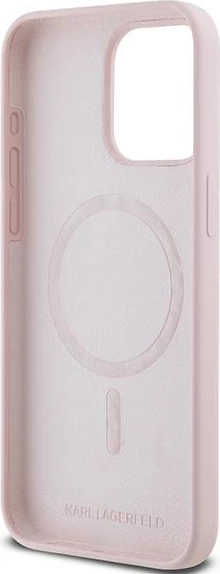 Mbështjellës Karl Lagerfeld Silicone Karl & Choupette MagSafe për iPhone 15 Pro, Rozë