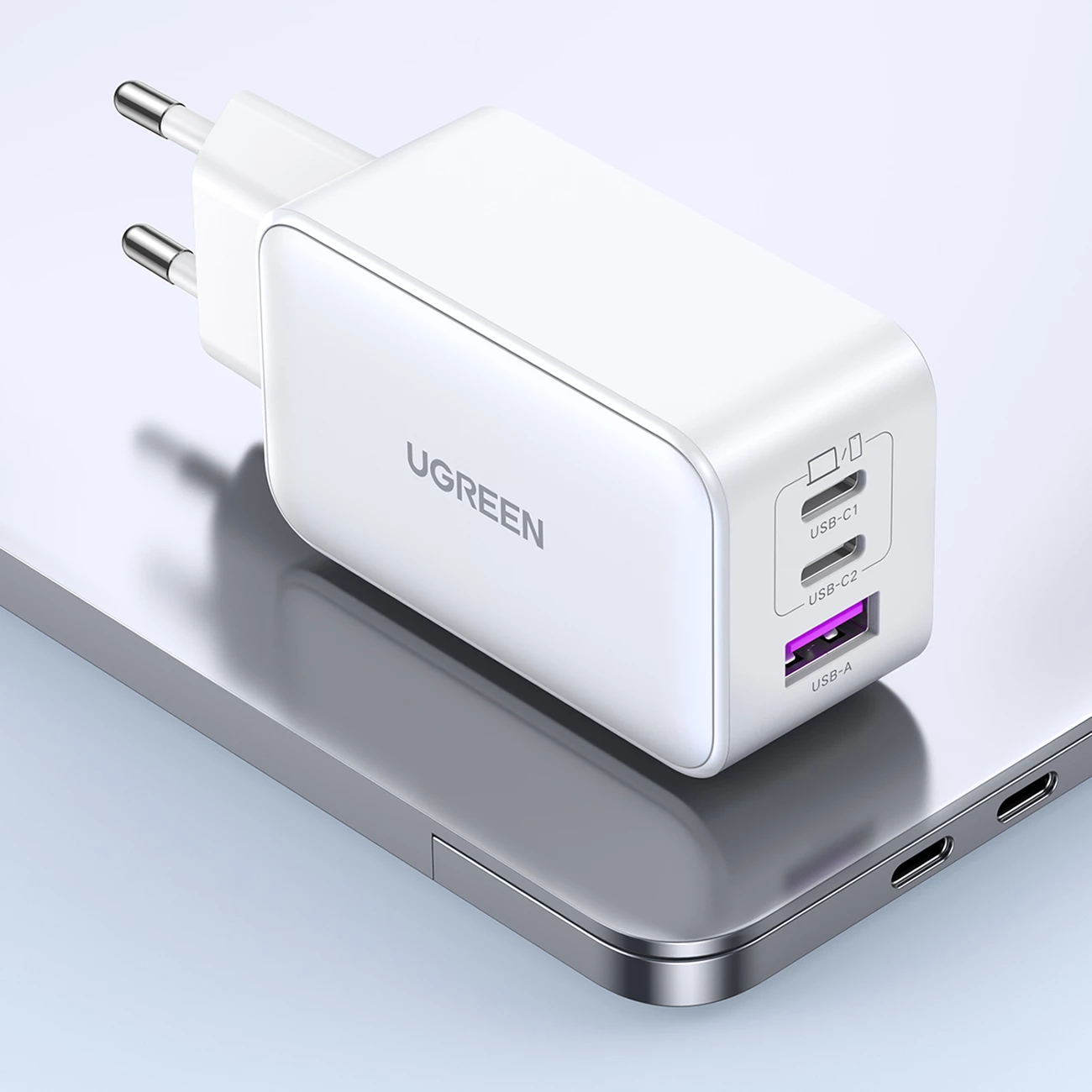 Karikues muri Ugreen CD244, 65W, 2x USB-C, 1x USB-A, i bardhë