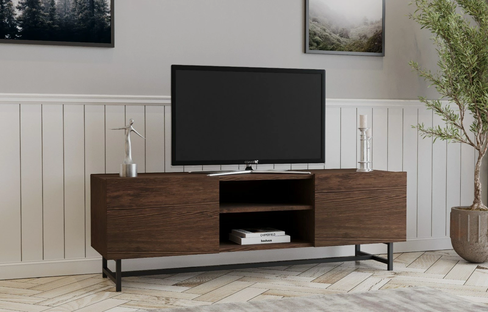 Komodë TV, dru i arrës, Hanah Home