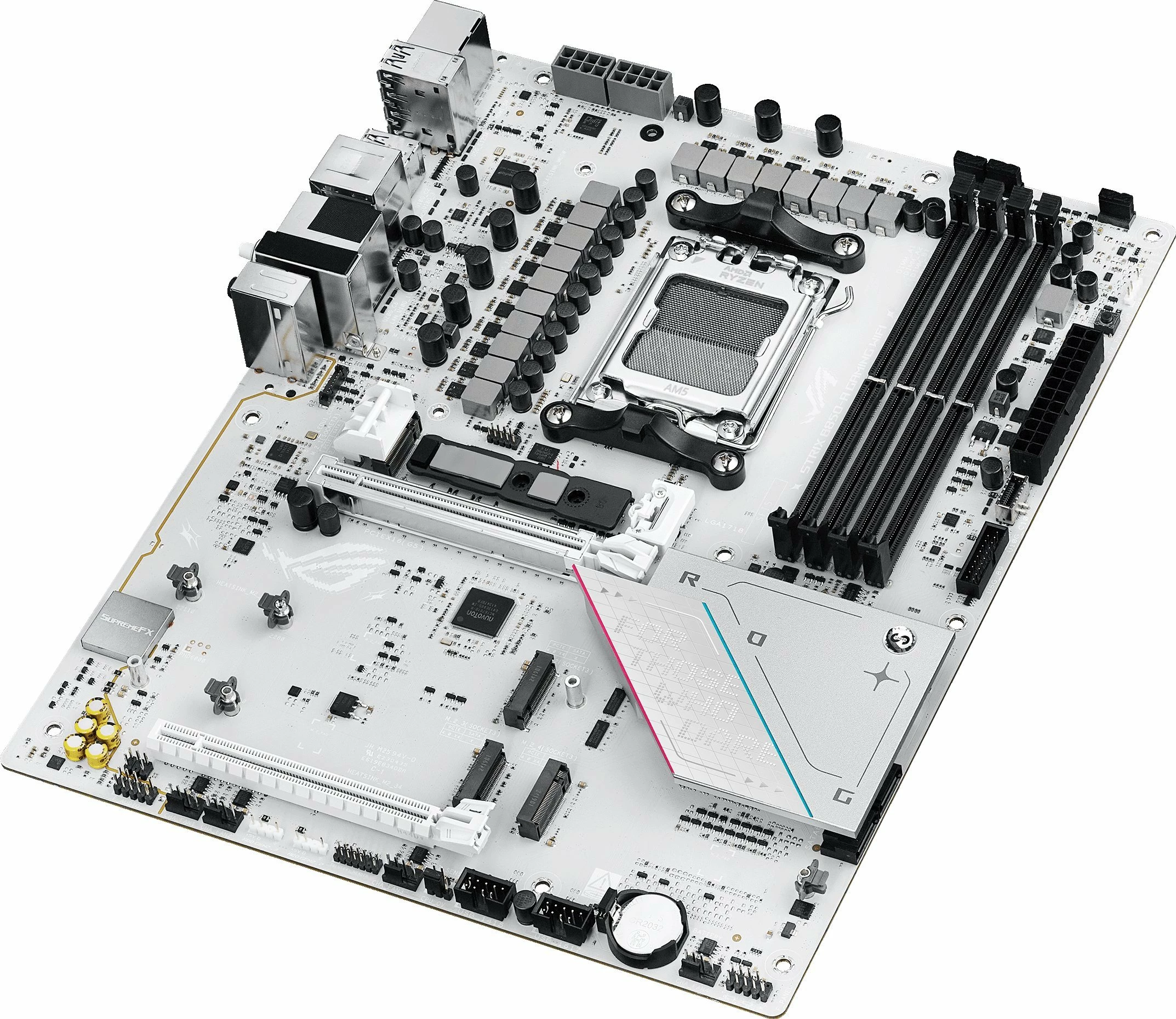 Pllakë amë Asus ROG STRIX B850-A GAMING WIFI, AM5, ATX, DDR5, Wi‑Fi 7, 2.5GbE, e bardhë, me antenë Wi‑Fi