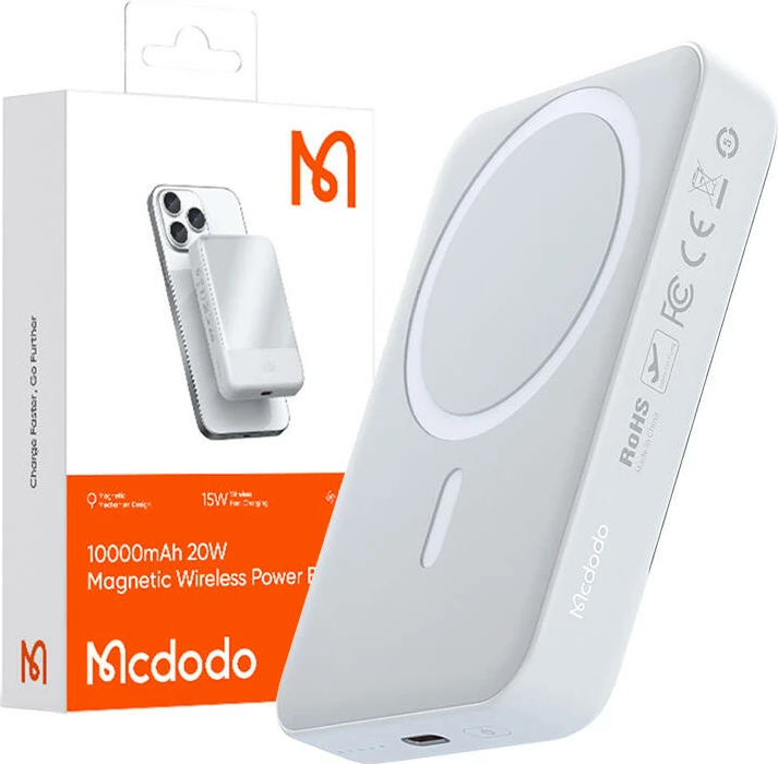 Powerbank Mcdodo MC-4260, 10000mAh, 20W, Wireless, Bardhë