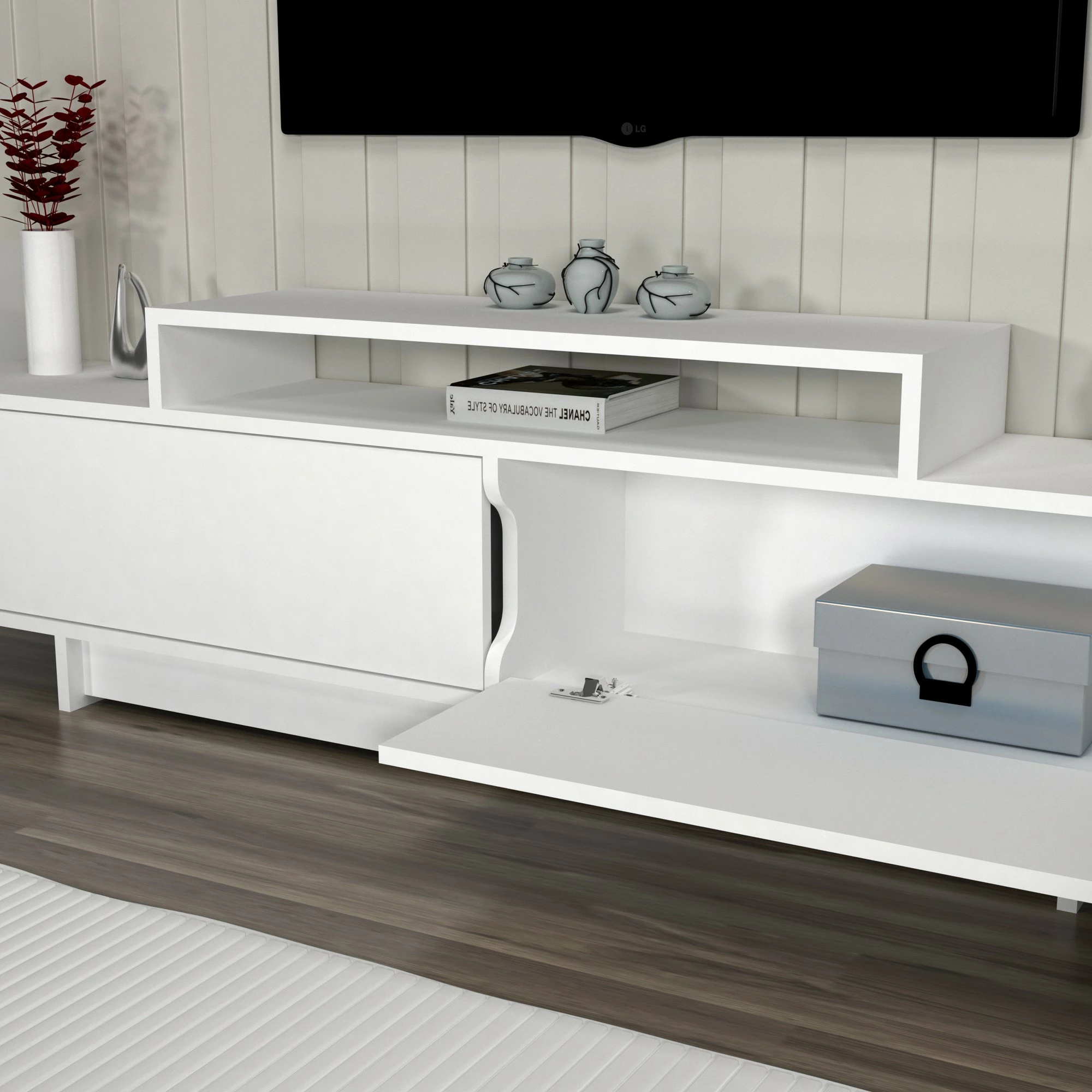 Komodë TV Hanah Home, Grasyas, e bardhë