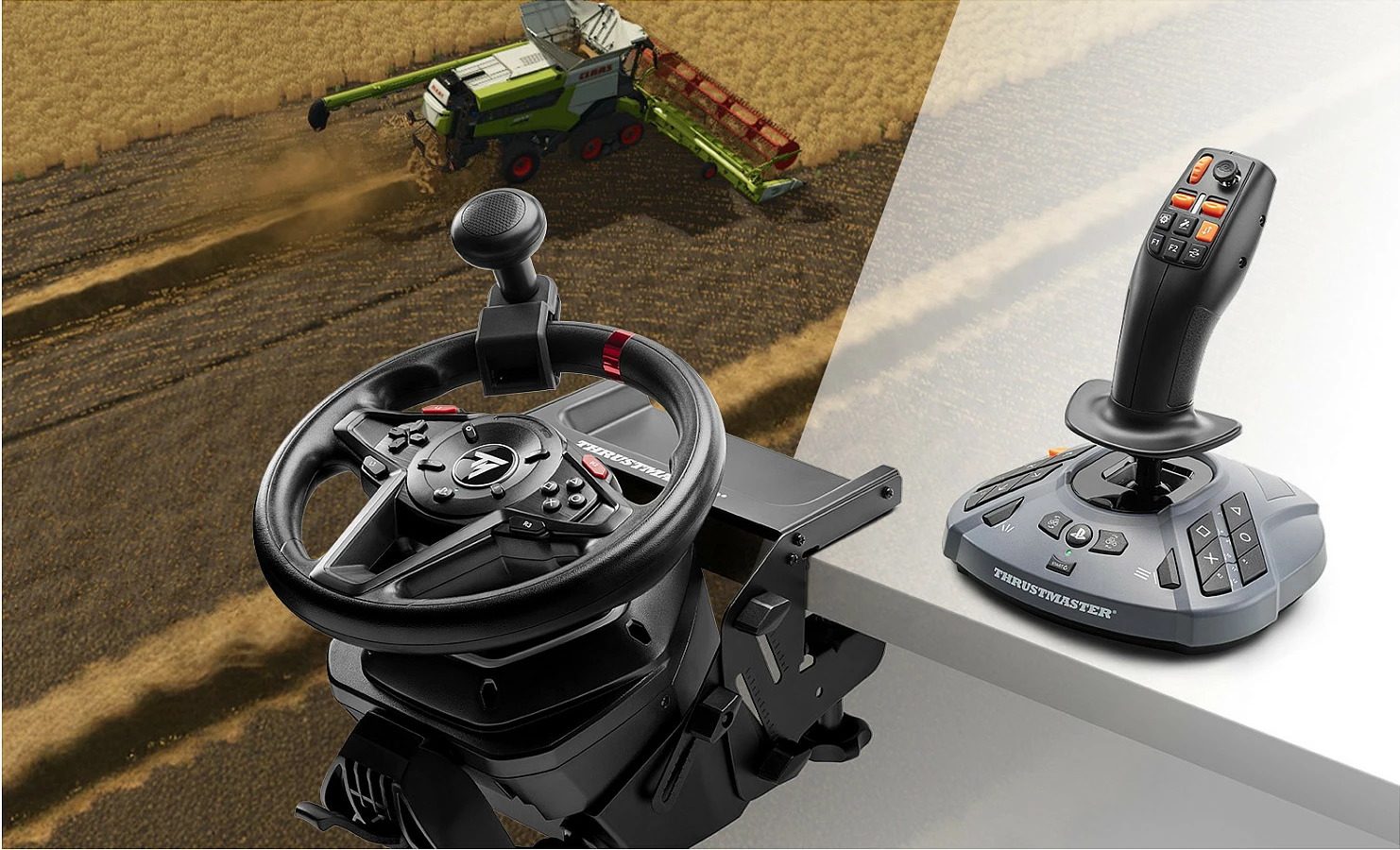 Volan gaming Thrustmaster T128P Simtask Farming Pack, USB me kabllo, Force Feedback, për PS5/PS4/PC, i zi