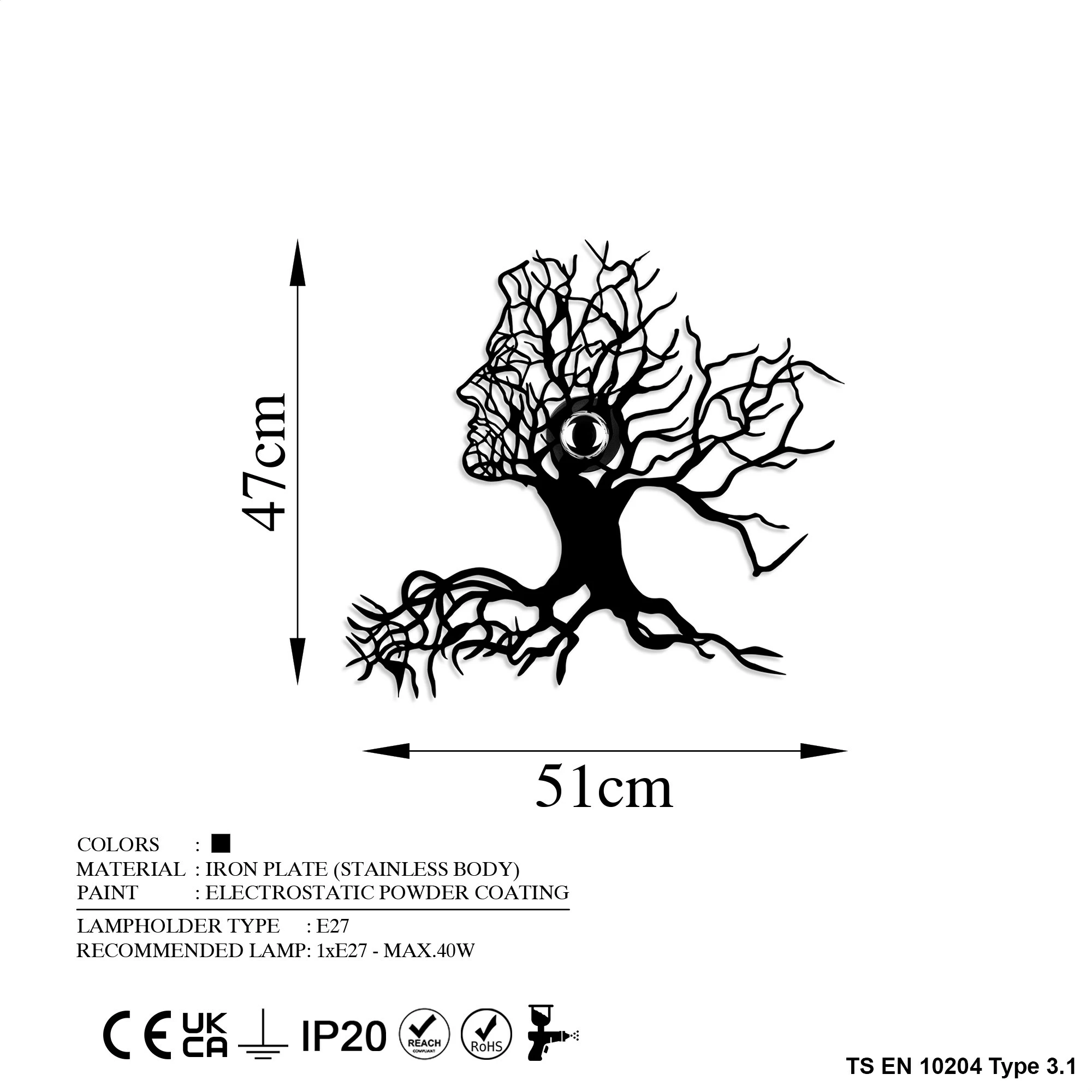 Llambë muri Opviq, Tree Man, ngjyrë e zezë