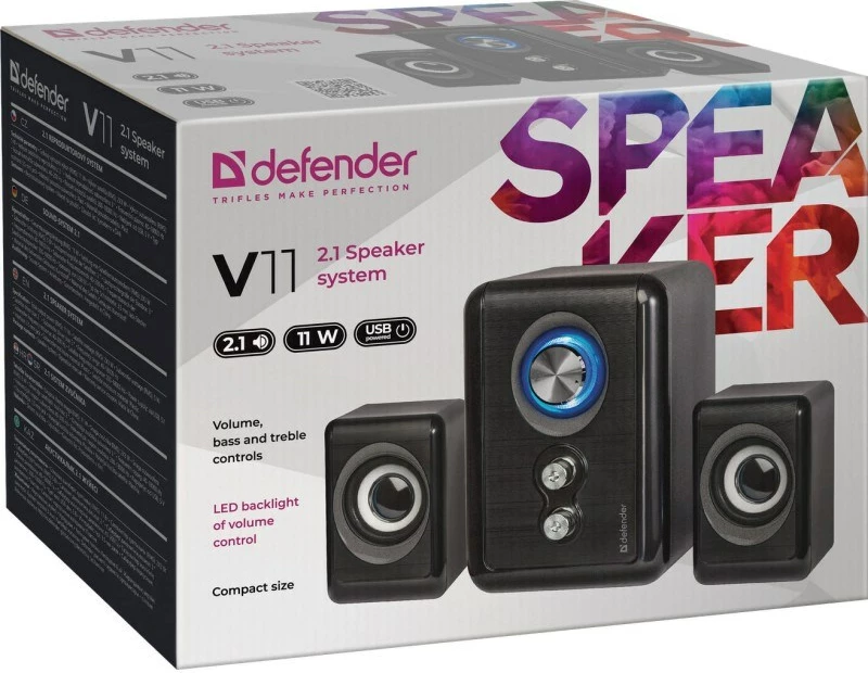 Altoparlantë kompjuteri Defender V11, të zi
