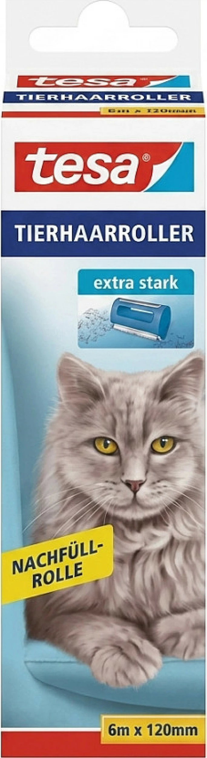 Rimbushje rulo ngjitëse për qime kafshësh Tesa Tierhaarroller, extra e fortë, 6 m x 120 mm
