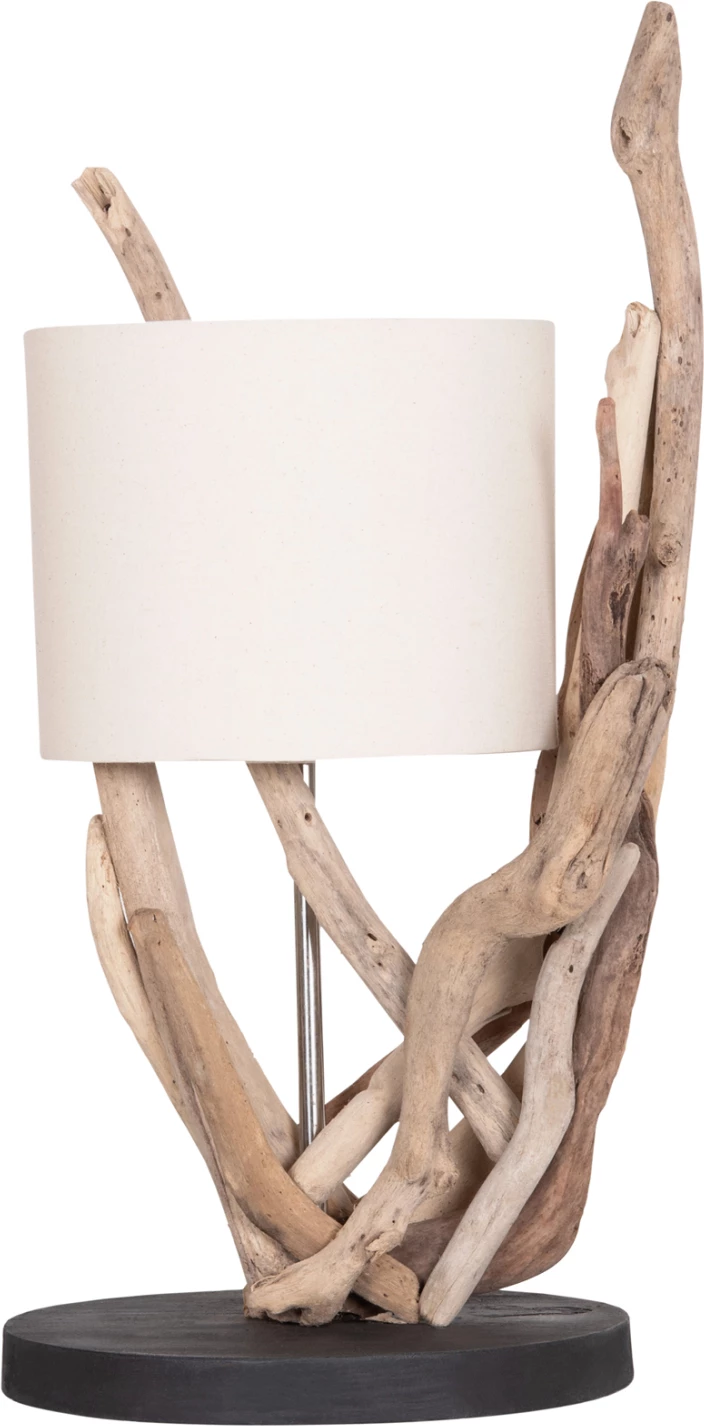 Llambë tavoline BRAMBLE, dru driftwood natyral, kapak i bardhë, Φ28x65cm