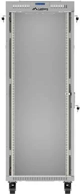 Kabinet rack LANBERG 19" 32U 600x800, derë e xhamtë, stojë, gri