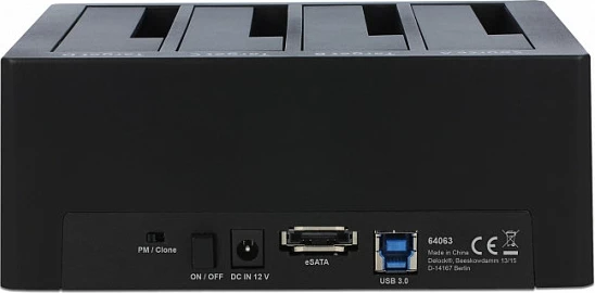 Docking station DeLOCK 64063, 4x SATA për HDD/SSD 2.5/3.5, USB 3.2 Gen1, Clone, e zezë