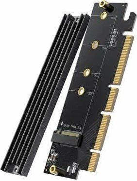 Adapter PCIe 4.0 x16 UGREEN CM465 për SSD M.2 NVMe, me heatsink, set montimi, e zezë