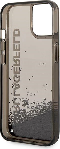 Mbështjellës Karl Lagerfeld Liquid Glitter Elong për iPhone 14, 6.1", i zi