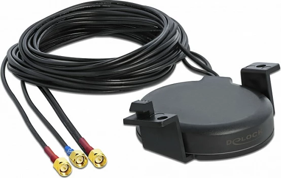 Antenë DeLOCK LTE MIMO GNSS, 3x SMA, kabllo 3m, e jashtme, e zezë