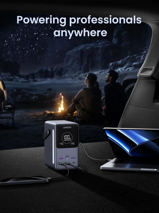 Power bank UGREEN 25286 48000mAh 300W me ekran digjital OLED, PD3.1 140W, 3C2A, gri e errët