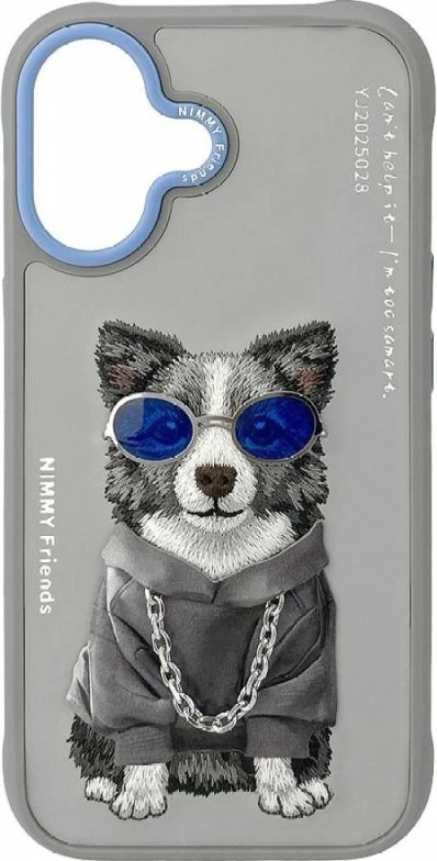 Kapak telefoni Nimmy Glasses Cool Dog për iPhone 17, gri