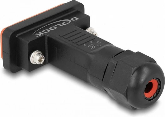 Konektor D-Sub HD 26-pin DeLOCK, femër, IP67 waterproof, i drejtë, zi/portokalli