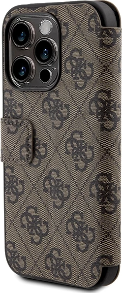 Mbështjellës Guess 4G Metal Logo për iPhone 15 Pro Max, kafe
