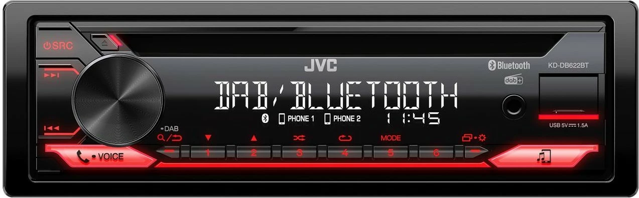 Radio makine JVC KD-DB622BT, Bluetooth, USB, i zi