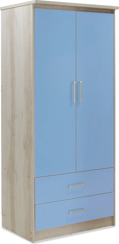 Dollap për fëmijë Looney me 2 dyer dhe sirtarë, ngjyrë castillo-blu, 81x57x183