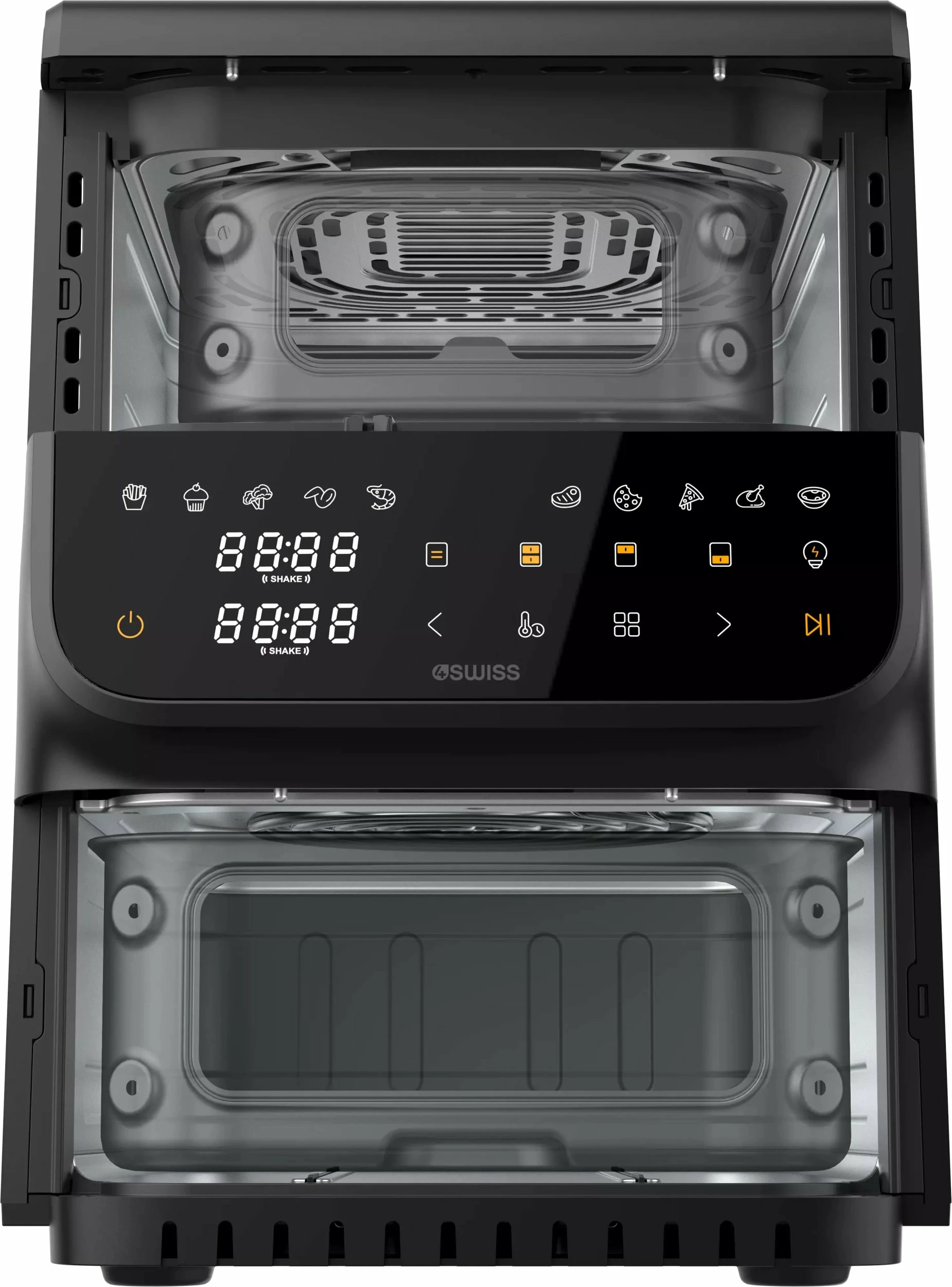 Fritezë pa vaj 4Swiss ABB-225 DoubleCook 10 L, 2 sirtarë, 2200 W, e zezë