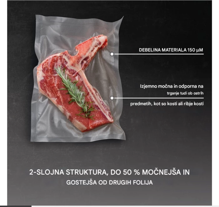 Qese vakumi CASO 1201, 16x23 cm, 150 µm, 50 copë, transparente