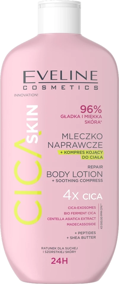 Qumësht për trup Eveline Cosmetics Cica Skin Repair Milk + Calming Compress për femra 350ml