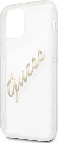 Mbështjellës Guess GUHCP12MKTRSVGO për iPhone 12/12 Pro 6.1", transparent me logo të artë