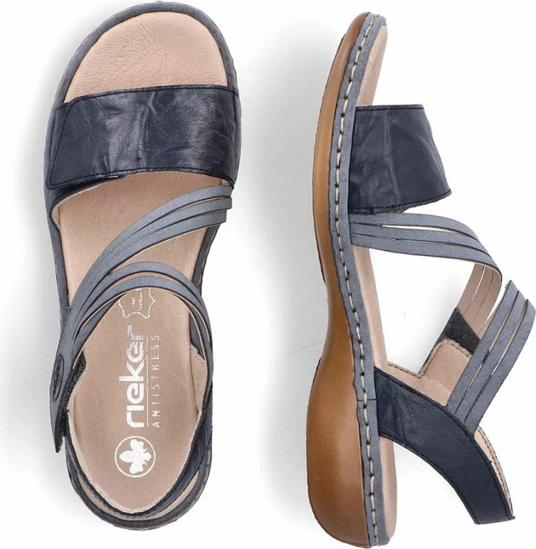 Sandale lëkure për femra Rieker 65964-12, të kaltërta