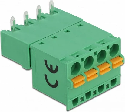 Terminal block DeLOCK 4 Pin, 5.08 mm, horizontal, jeshile