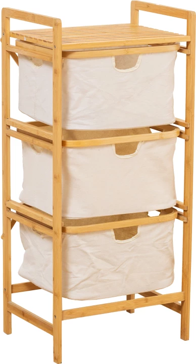 Raft dyshemeje Hanev, bambu, pëlhurë lino, ngjyrë natyrale-bezhë, 44x33x96cm