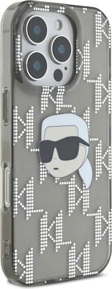 Mbështjellës Karl Lagerfeld IML Karl Head Electroplated për iPhone 16 Pro, Zi