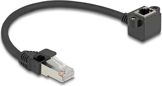 Kabllo zgjatëse rrjeti DeLOCK RJ45 Cat6 0.25 m, 90° e kënduar, e zezë