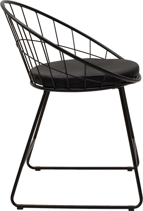 Karrige me metal të zi dhe jastëk PVC të zi