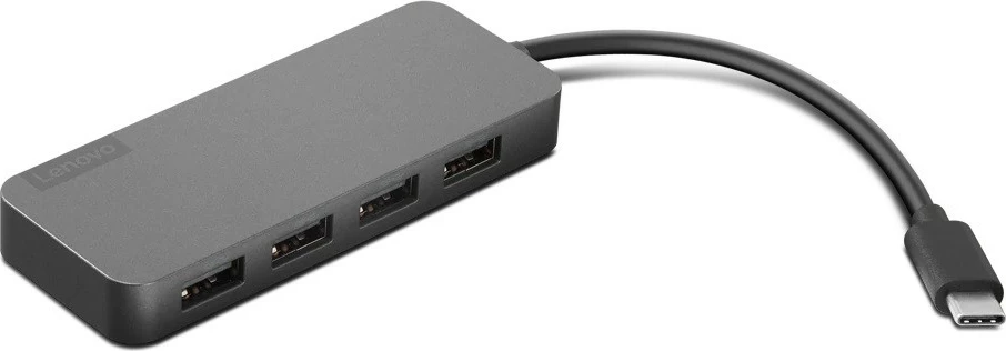 Adapter USB-C Lenovo, 4x USB-A, Hub, gri