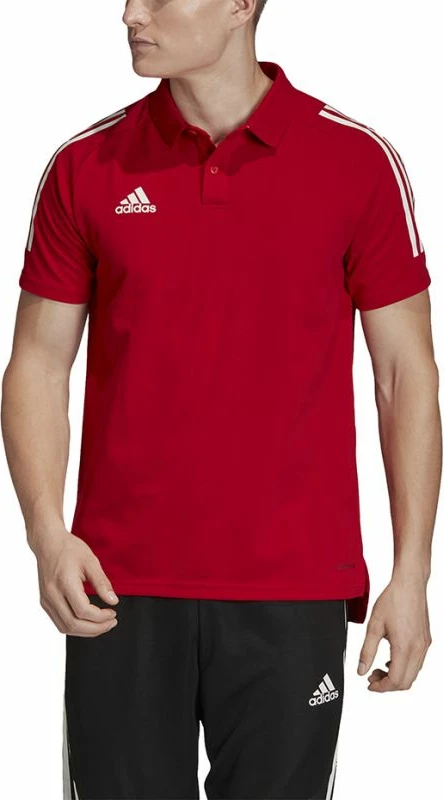 Maicë polo adidas për meshkuj, e bardhë me të kuqe