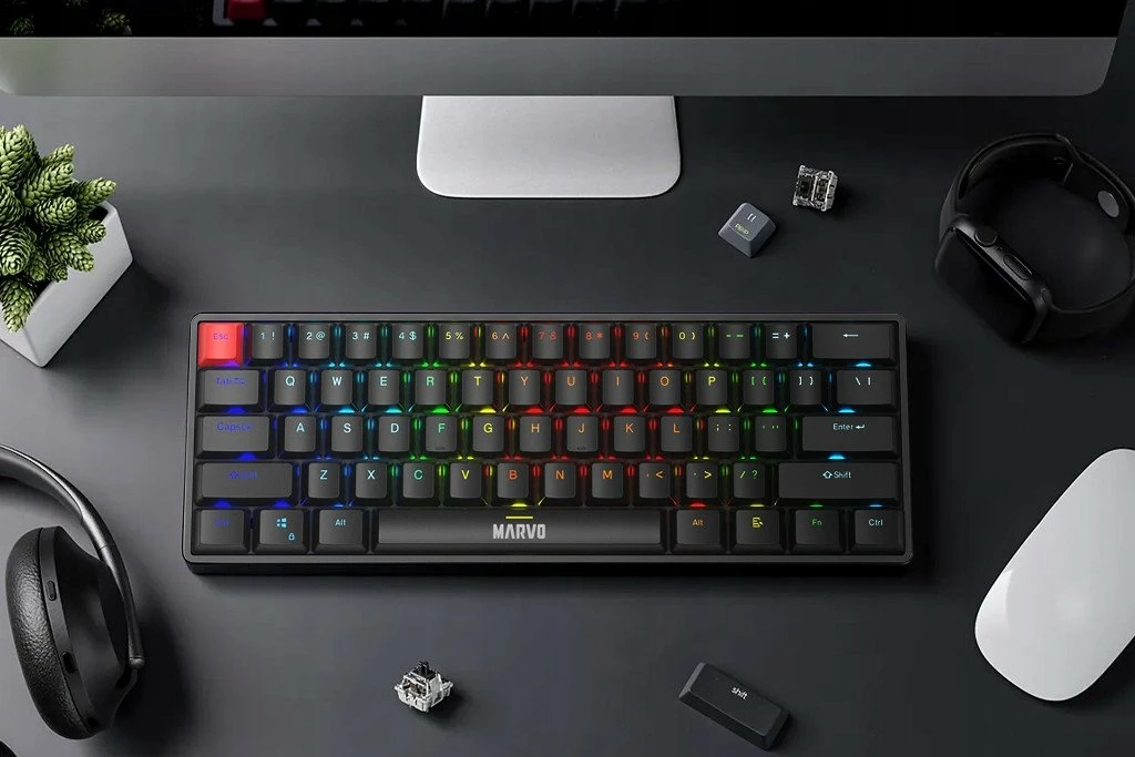 Tastierë mekanike Marvo Saber 61 KG933G EN, 60%, RGB, ZDZ Red, US layout, e zezë