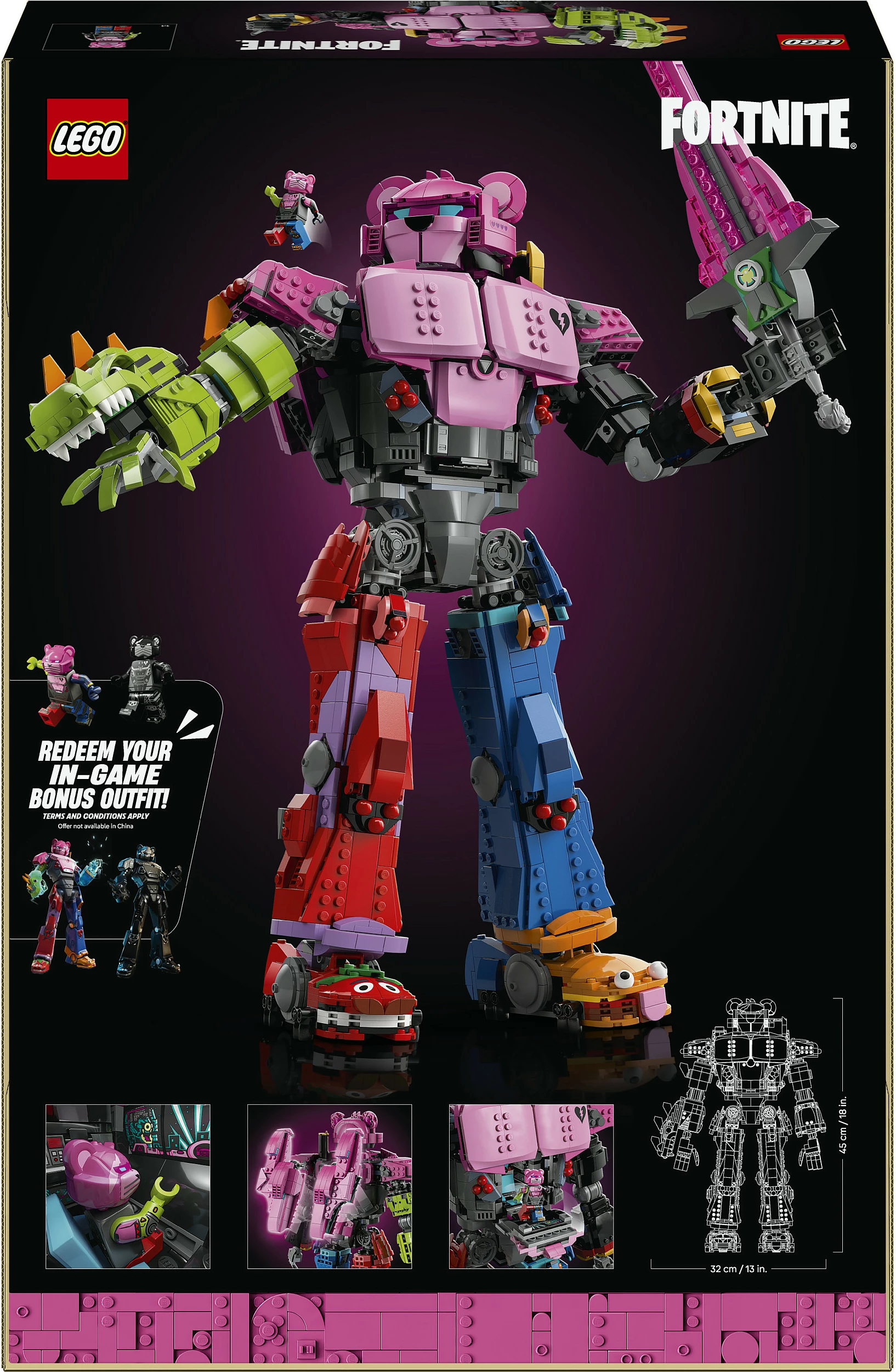 Set ndërtimi LEGO Fortnite Mecha Team Leader 77078, 2503 copë, figurë mech 45 cm, multikolor