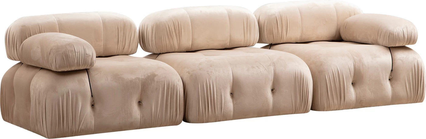 Divan treshe Atelier del Sofa, Bubble 3 vendësh, kadife, krem