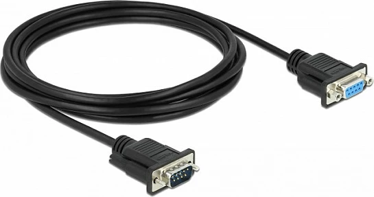 Kabllo seriale DeLOCK RS-232 D-Sub9 null modem, 3 m, mashkull-në-femër, e zezë