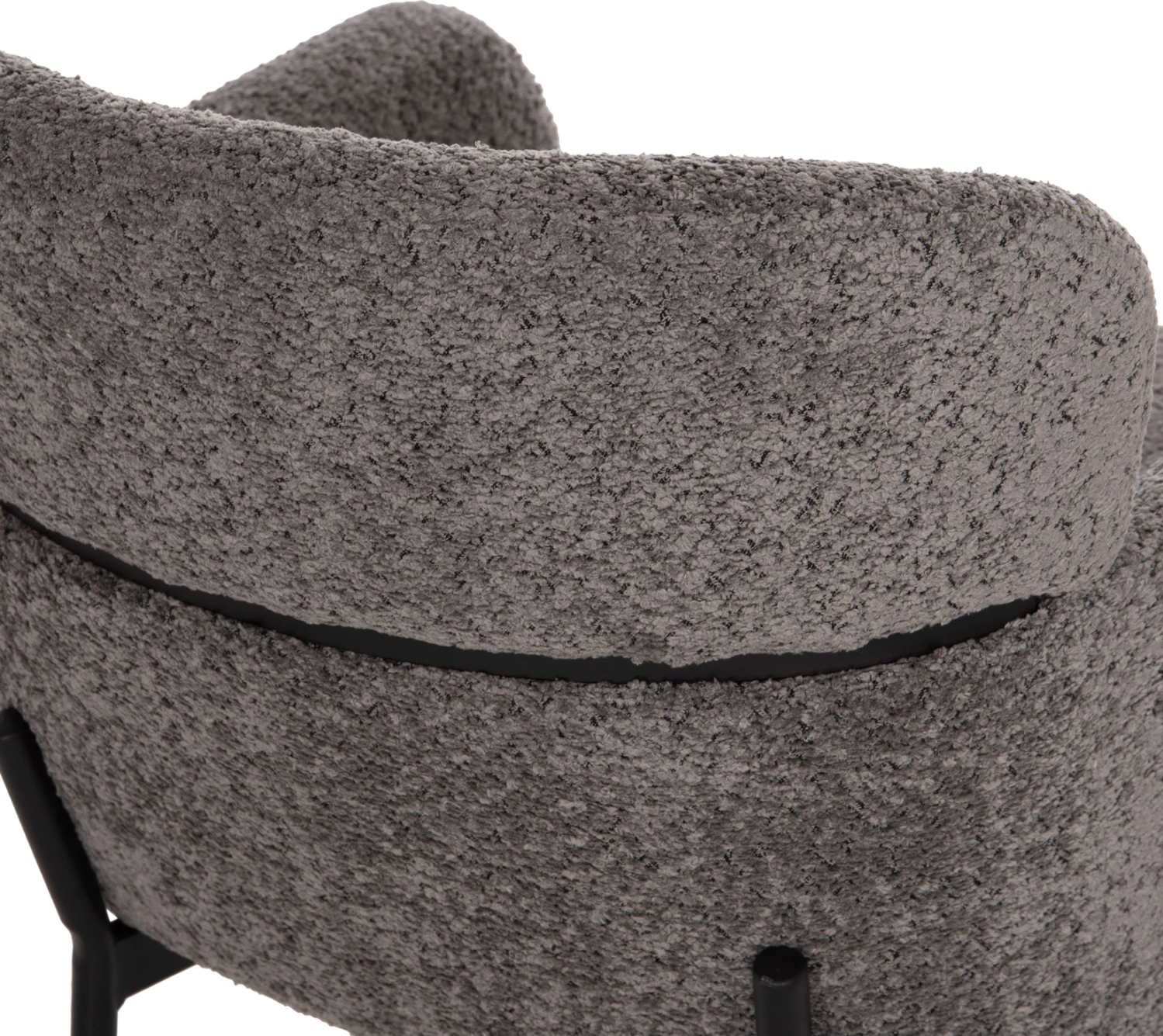 Karrige WOLF FH8583.01, stof boucle gri, këmbë metalike të zeza, 58x58x80H cm., set prej 2 copësh