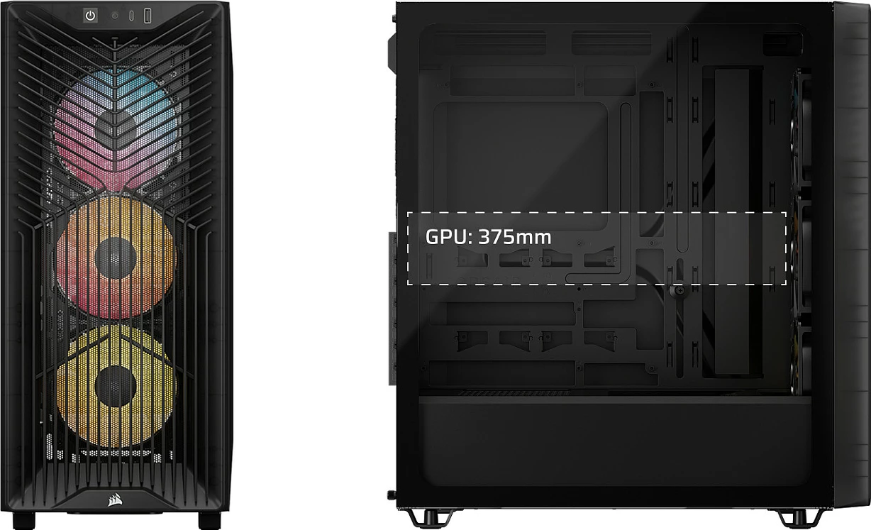 Kasë Corsair 3200D RS ARGB, Mid Tower ATX, xham i temperuar, e zezë