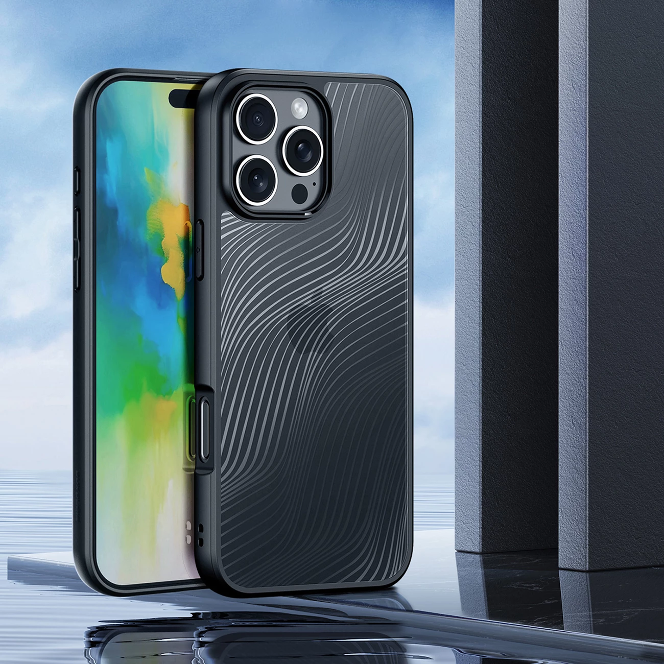 Mbështjellës Dux Ducis Aimo për iPhone 16 Pro, i zi