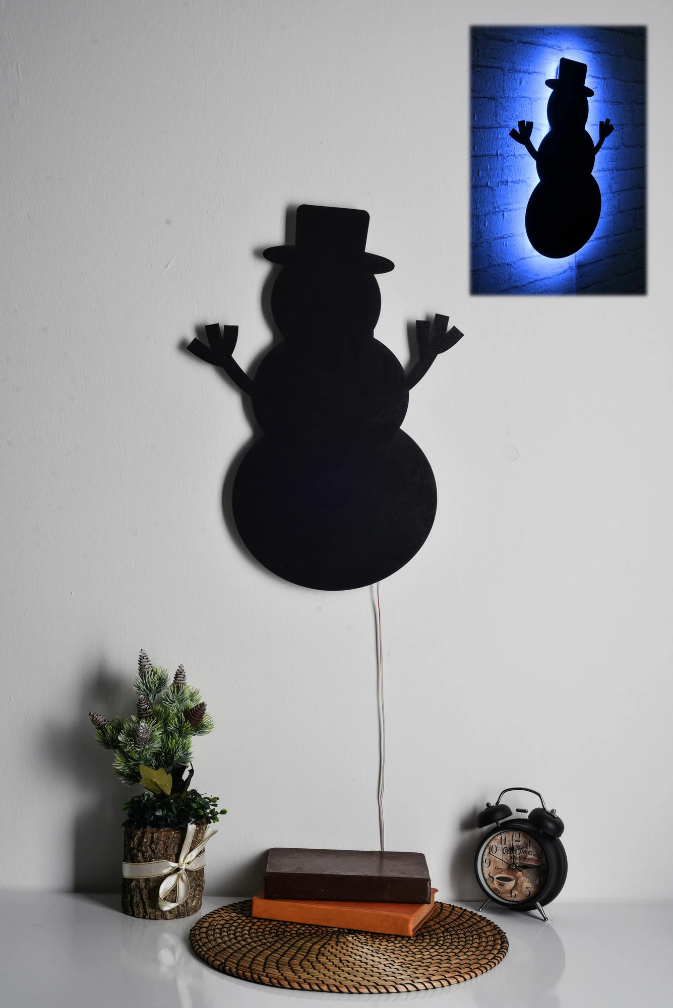 Dritë dekorative LED, formë dordoleci, ngjyrë blu, Wallity Snowman 2, 25x35cm