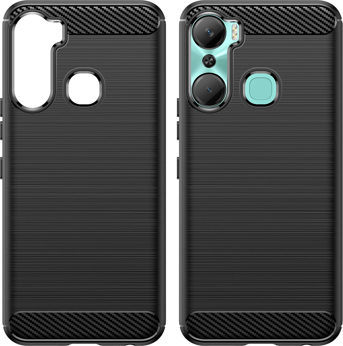 Mbështjellës Hurtel Carbon Case për Infinix Hot 12 Pro, TPU, i zi
